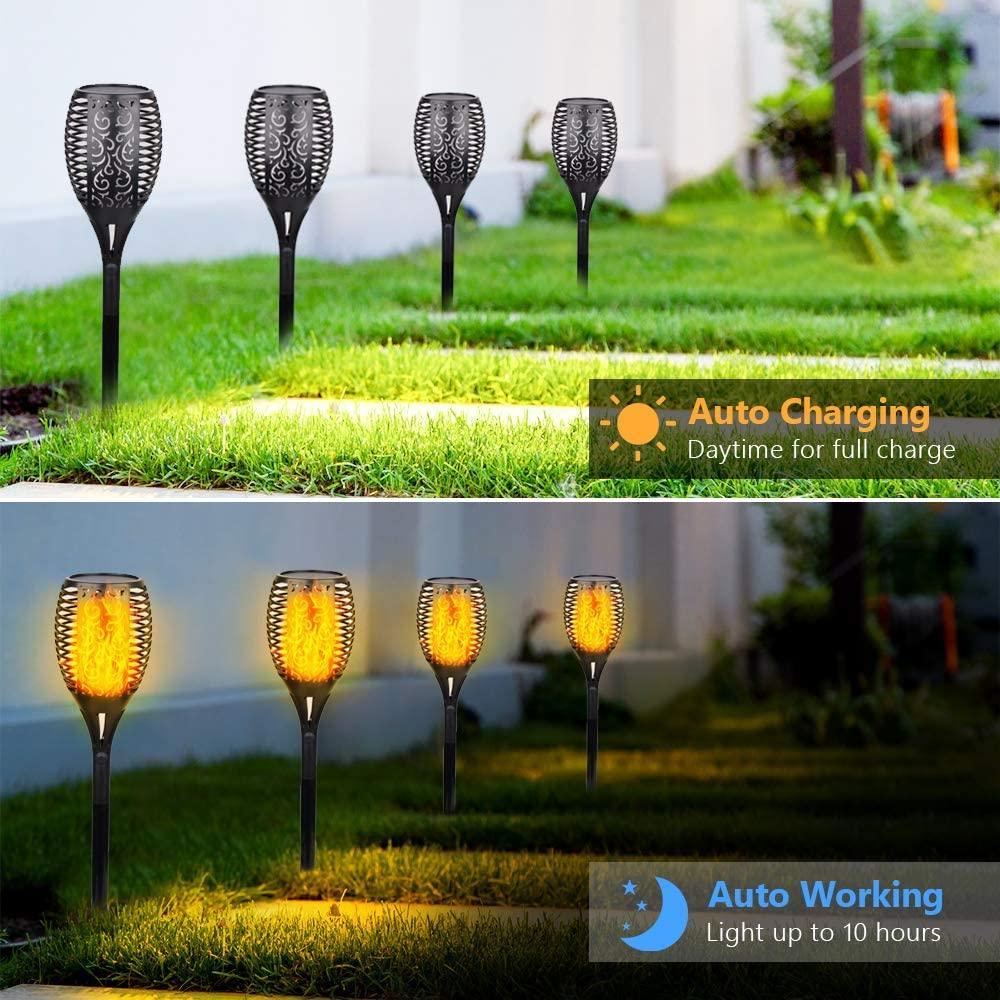 Solar Light Garden- Solar Light Flame Warm Light 96 LED Light Sensor - VirtuMart