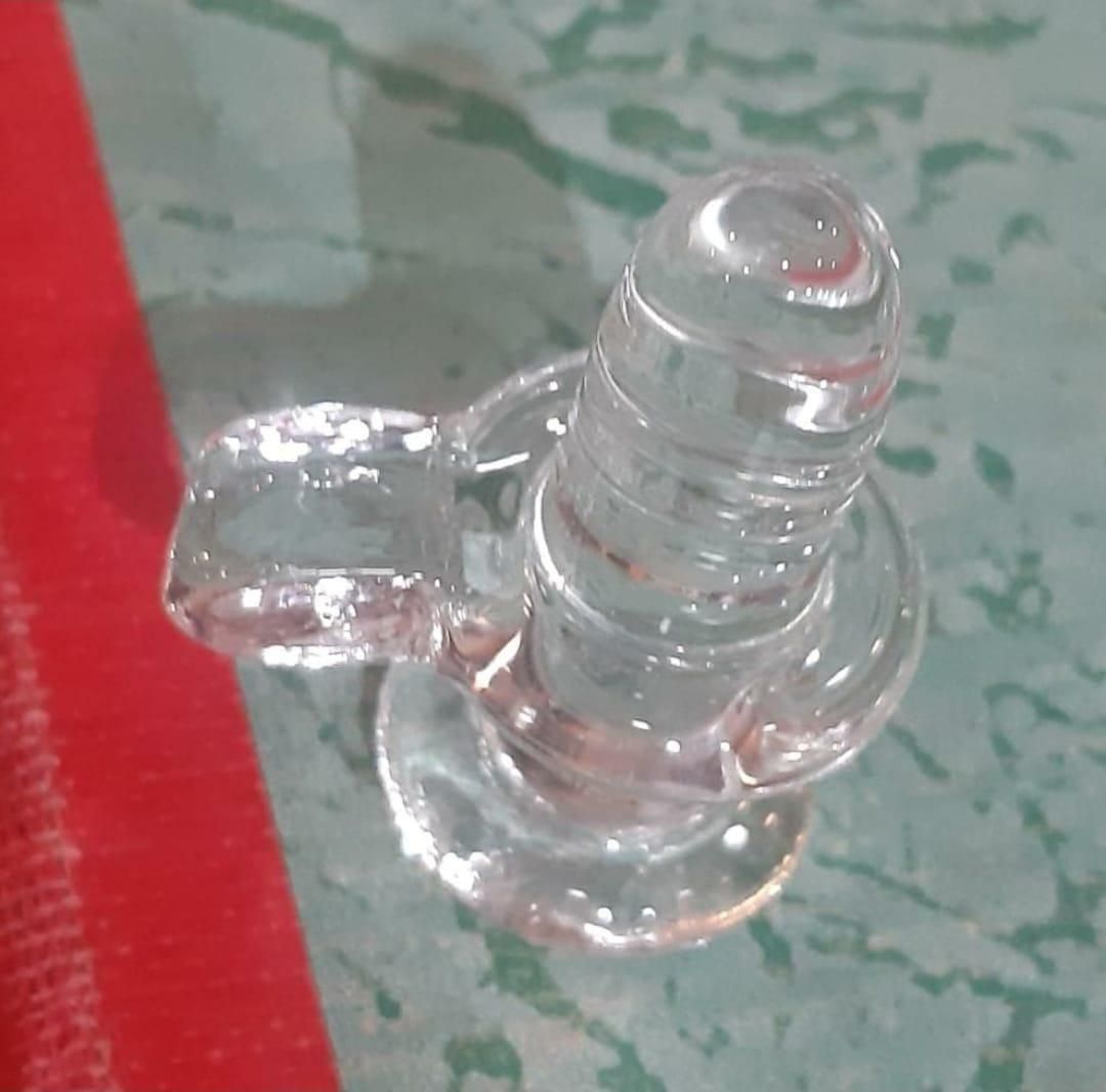Sphatik Shivling/Big Size for Home Pooja Decorative Showpiece - 4 inch, 20gm (Crystal, White) - VirtuMart