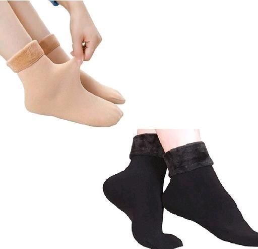 Women's Velvet Solid Socks Pack Of 2 - VirtuMart